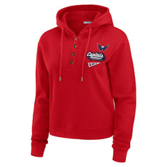 Washington Capitals WEAR by Erin Andrews Women's Waffle-Knit Pullover Hoodie - Red Hoodies