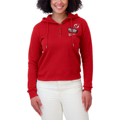 New Jersey Devils WEAR by Erin Andrews Women's Waffle-Knit Pullover Hoodie - Red Jerseys