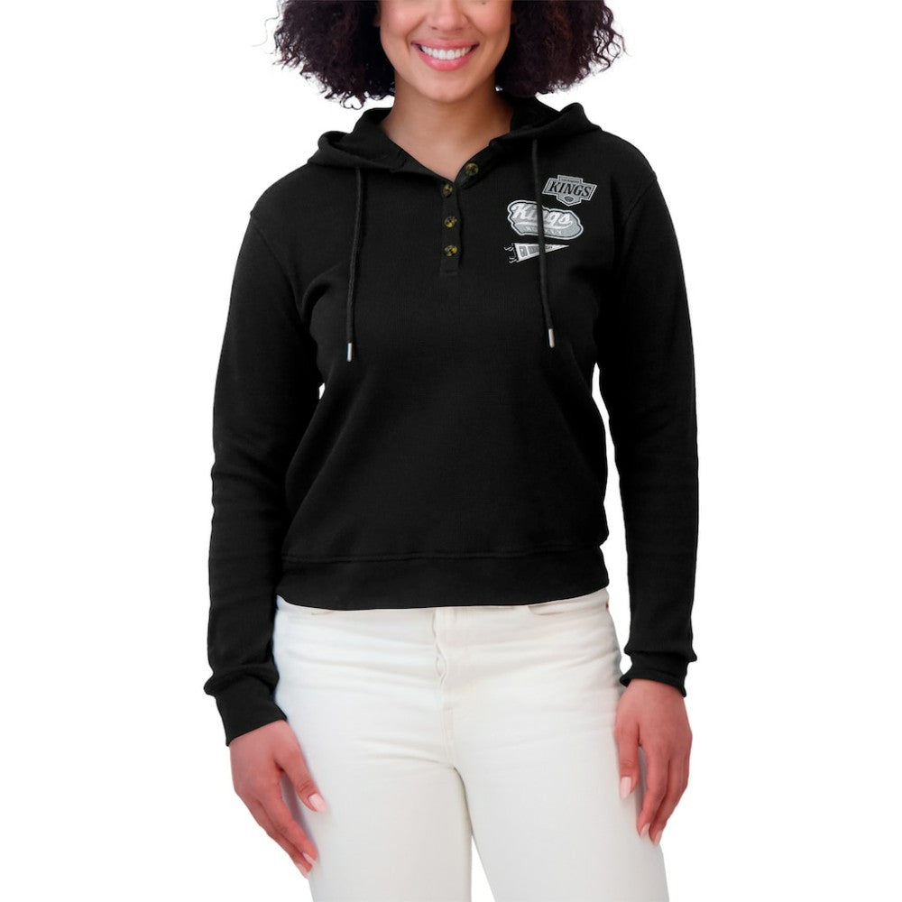 Los Angeles Kings WEAR by Erin Andrews Women's Waffle-Knit Pullover Hoodie - Black Hoodies