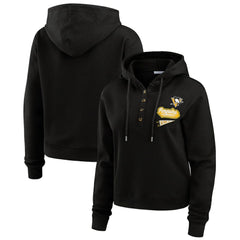 Pittsburgh Penguins WEAR by Erin Andrews Women's Waffle-Knit Pullover Hoodie - Black Hoodies