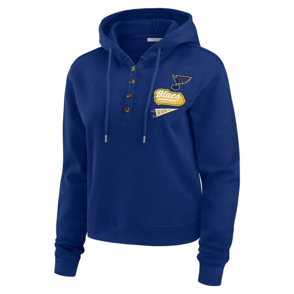 St. Louis Blues WEAR by Erin Andrews Women's Waffle-Knit Pullover Hoodie - Blue Hoodies