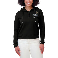 Vegas Golden Knights WEAR by Erin Andrews Women's Waffle-Knit Pullover Hoodie - Black Hoodies