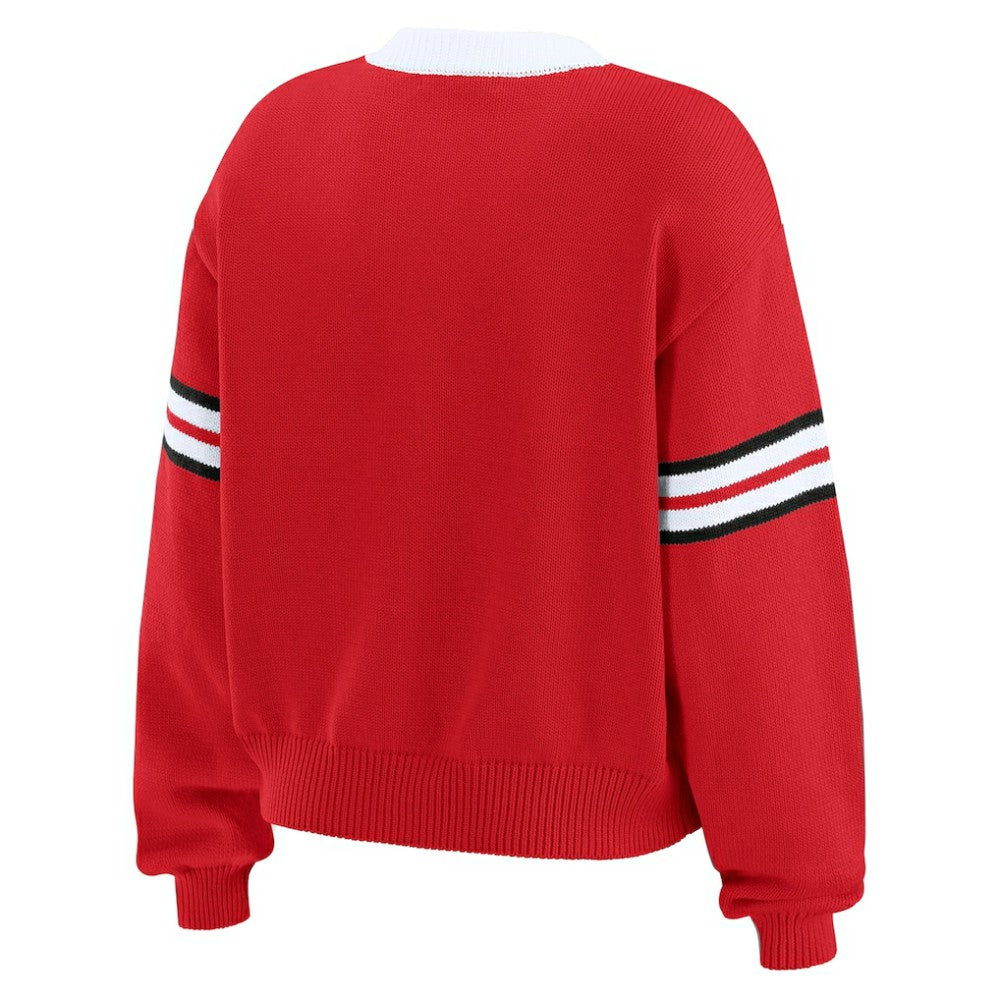 Chicago Blackhawks WEAR by Erin Andrews Women's Cropped Lace-Up Sweater - Red