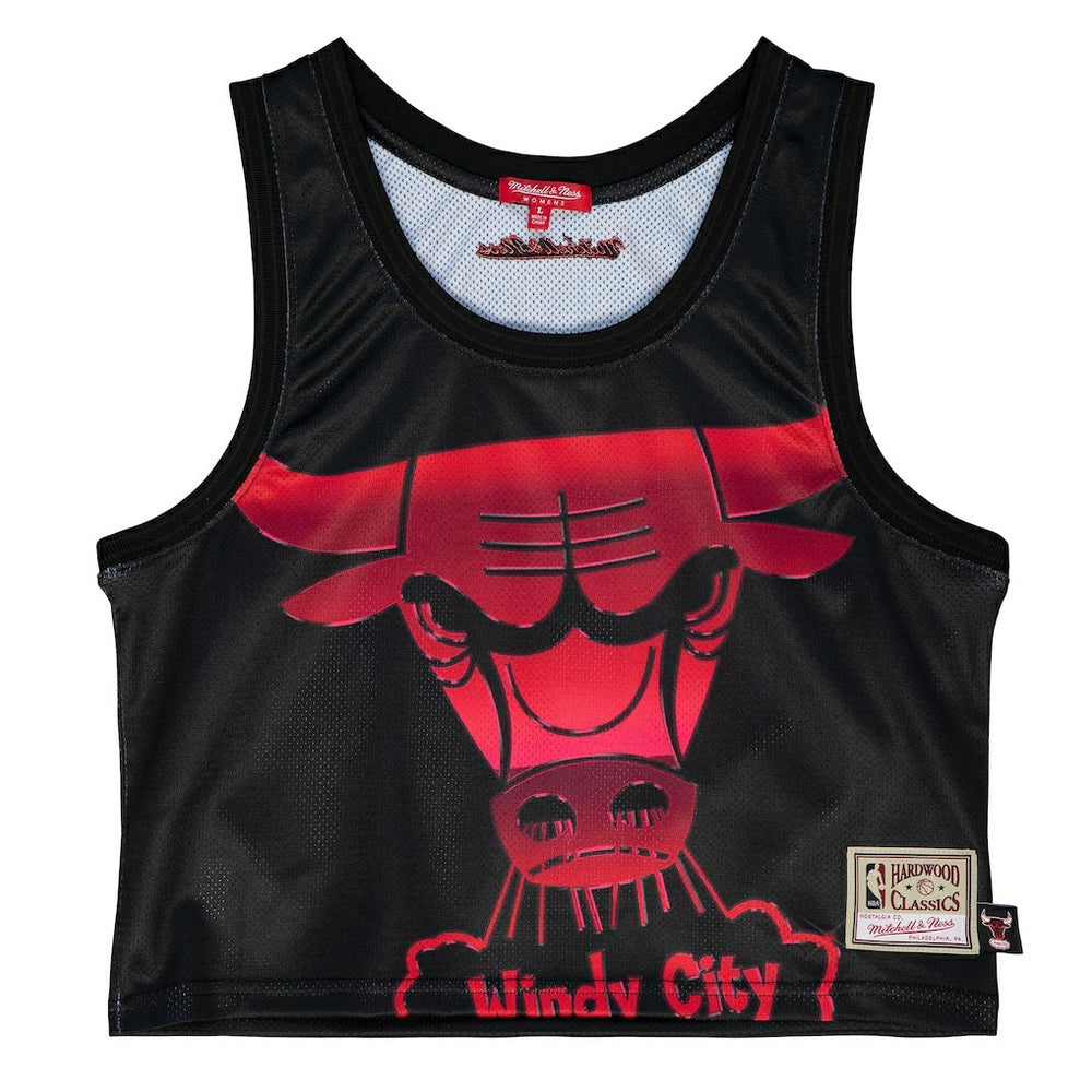 Chicago Bulls Women's Hardwood Classics Big Face 4.0 Cropped Tank Top sale - Black cheap