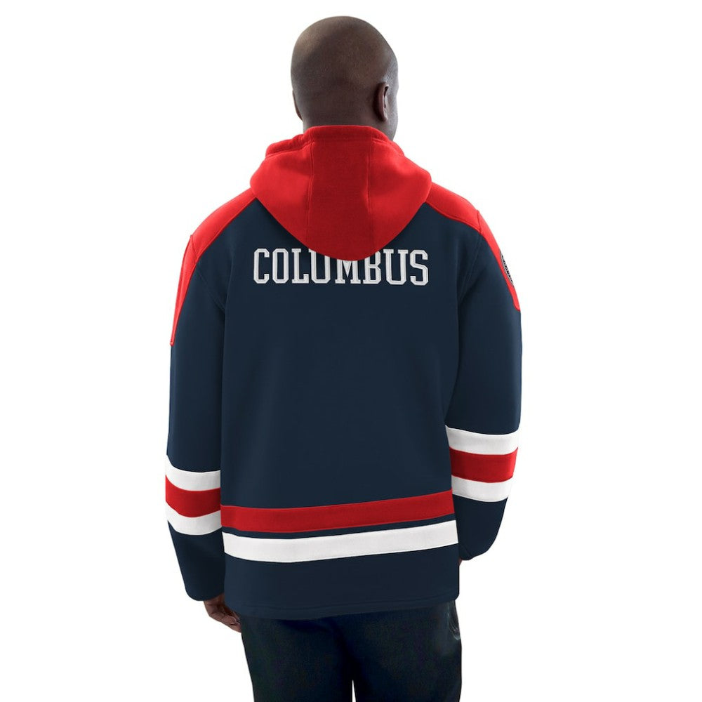 Columbus Blue Jackets Starter Hockey Pullover Hoodie - Navy/Red Hoodies