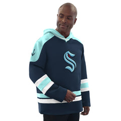 Seattle Kraken Starter Hockey Pullover Hoodie - Deep Sea Blue/Light Blue Hoodies