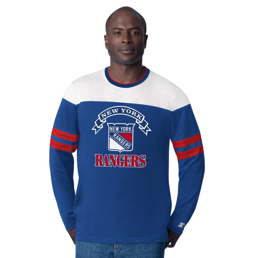 New York Rangers Starter Blitz Durene Long Sleeve T-Shirt - Blue T-shirts