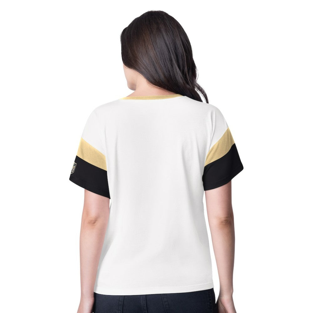 Vegas Golden Knights G-III 4Her by Carl Banks Women's Rink Oversized Rhinestone V-Neck T-Shirt - White T-shirts