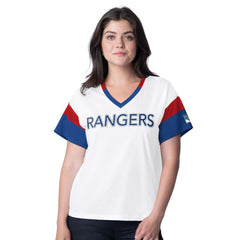 New York Rangers G-III 4Her by Carl Banks Women's Rink Oversized Rhinestone V-Neck T-Shirt - White T-shirts