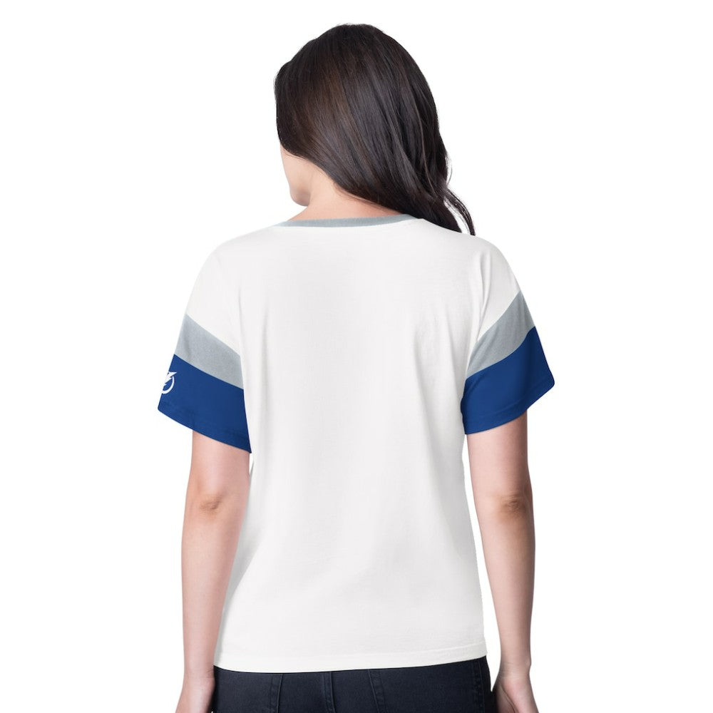 Tampa Bay Lightning G-III 4Her by Carl Banks Women's Rink Oversized Rhinestone V-Neck T-Shirt - White T-shirts