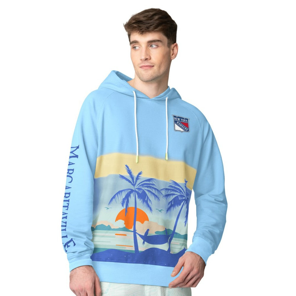 New York Rangers Margaritaville Island Dream Peached Pullover Hoodie - Blue Hoodies