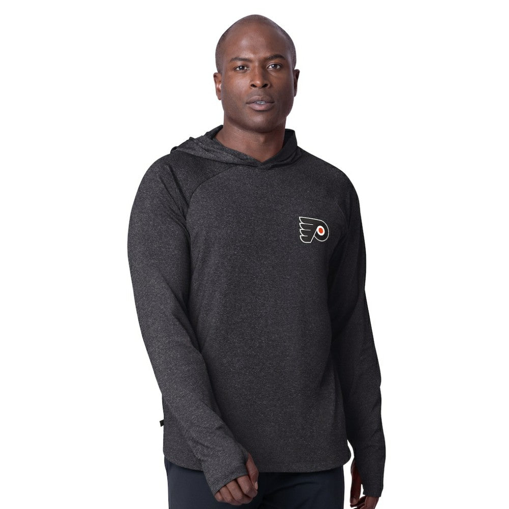 Philadelphia Flyers MSX by Michael Strahan Fast Track Raglan Long Sleeve Hoodie T-Shirt - Black T-shirts