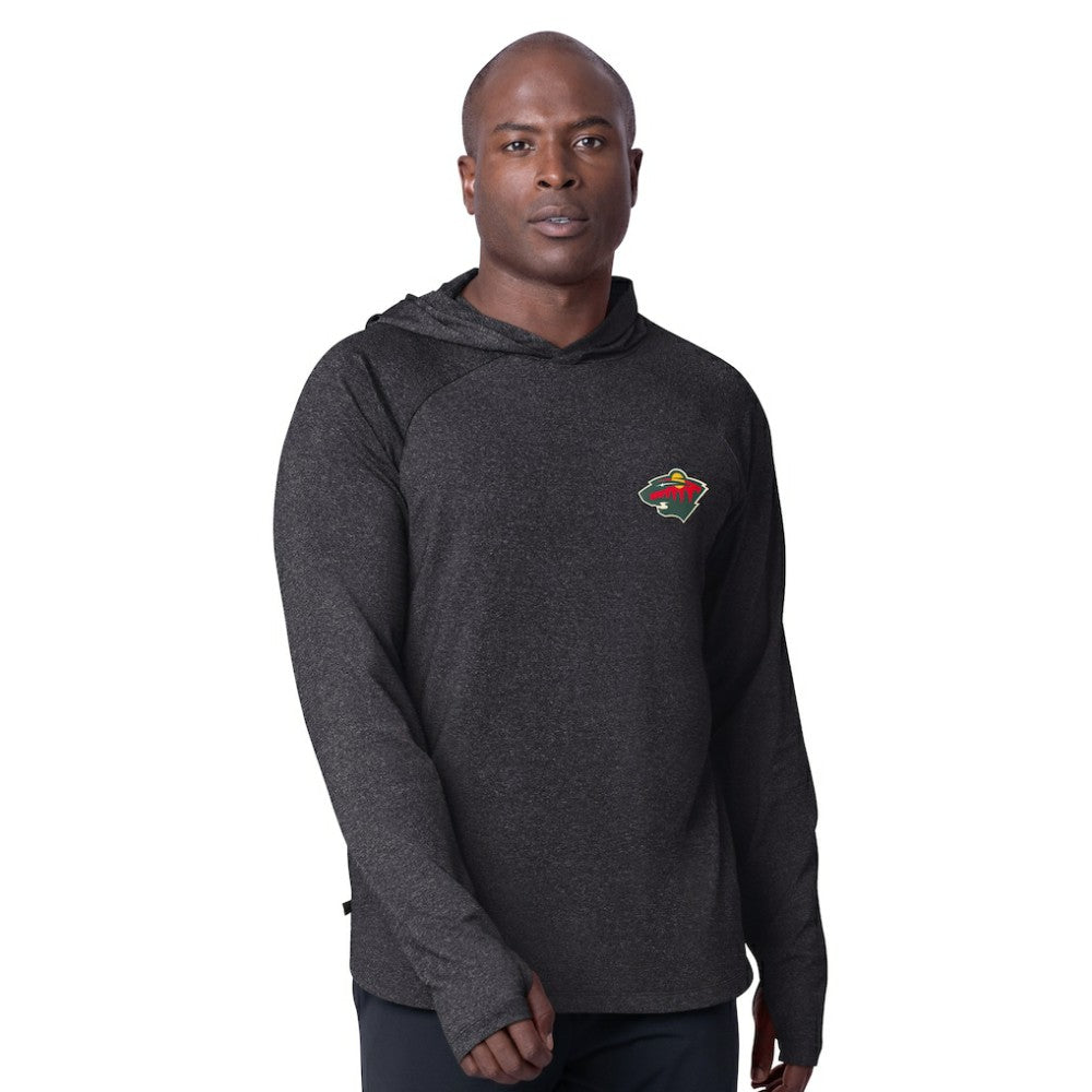 Minnesota Wild MSX by Michael Strahan Fast Track Raglan Long Sleeve Hoodie T-Shirt - Black T-shirts