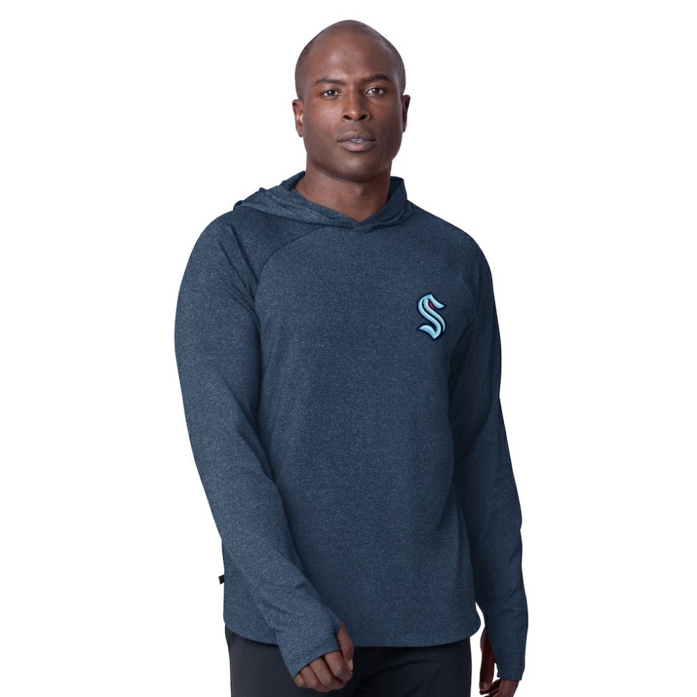 Seattle Kraken MSX by Michael Strahan Fast Track Raglan Long Sleeve Hoodie T-Shirt - Deep Sea Blue T-shirts