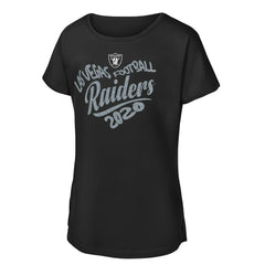Las Vegas Raiders Girls Youth Script Heart Dolman T-Shirt - Black cheap