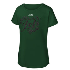 New York Jets Girls Youth Script Heart Dolman T-Shirt - Green online