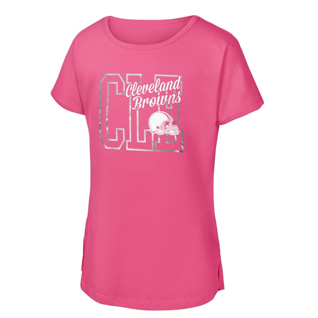 Cleveland Browns Girls Youth Signal Caller Dolman T-Shirt - Pink on sale