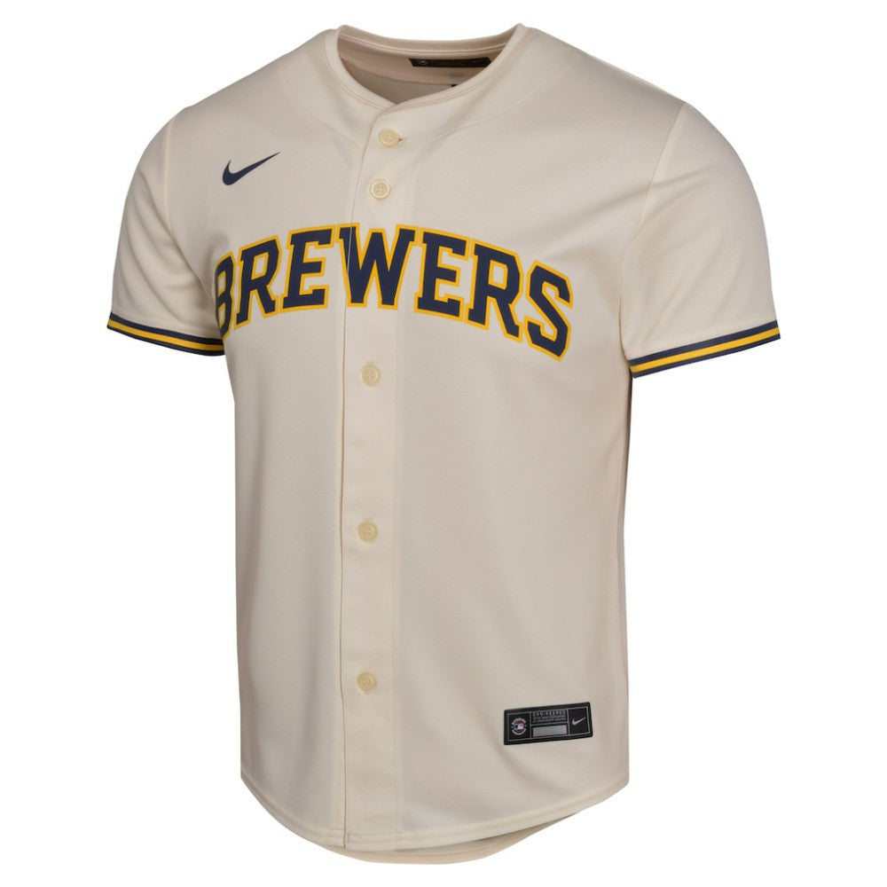 Christian Yelich Milwaukee Brewers Youth Home Game Player Jersey Cream