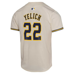 Christian Yelich Milwaukee Brewers Youth Home Game Player Jersey Cream
