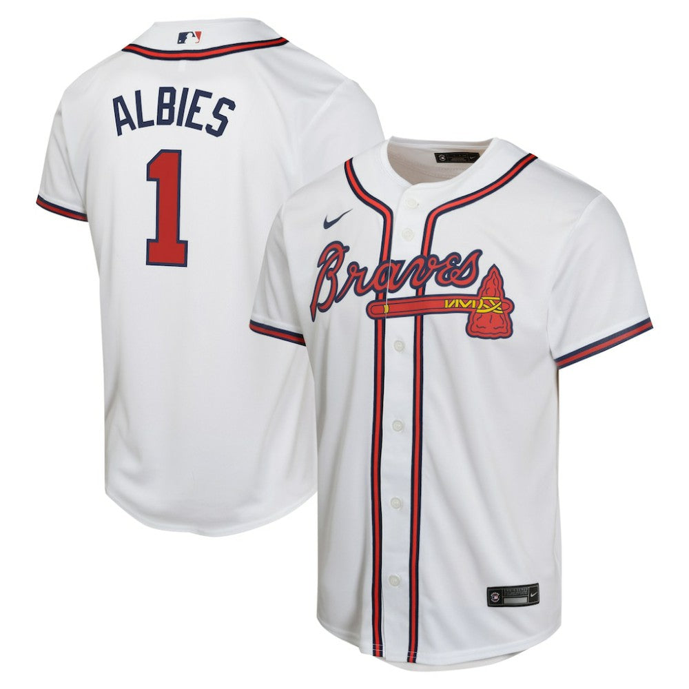 Ozzie Albies Atlanta Braves Youth Home Game Player Jersey White