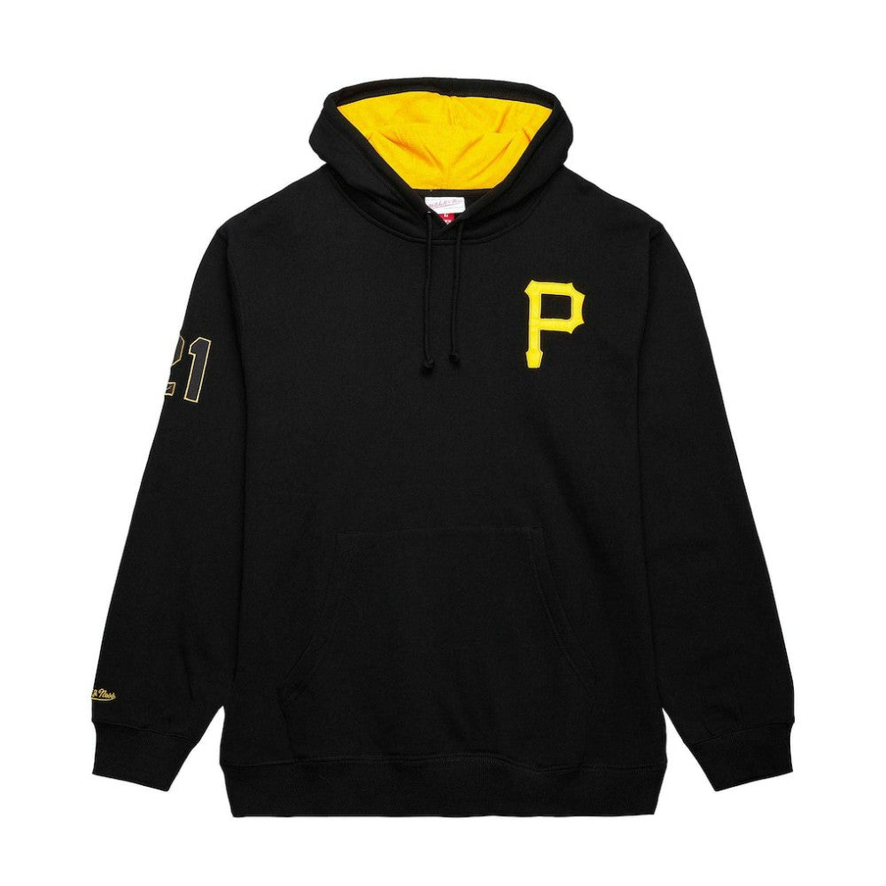 Roberto Clemente Pittsburgh Pirates Vintage Logo Name & Number Pullover Hoodie Black