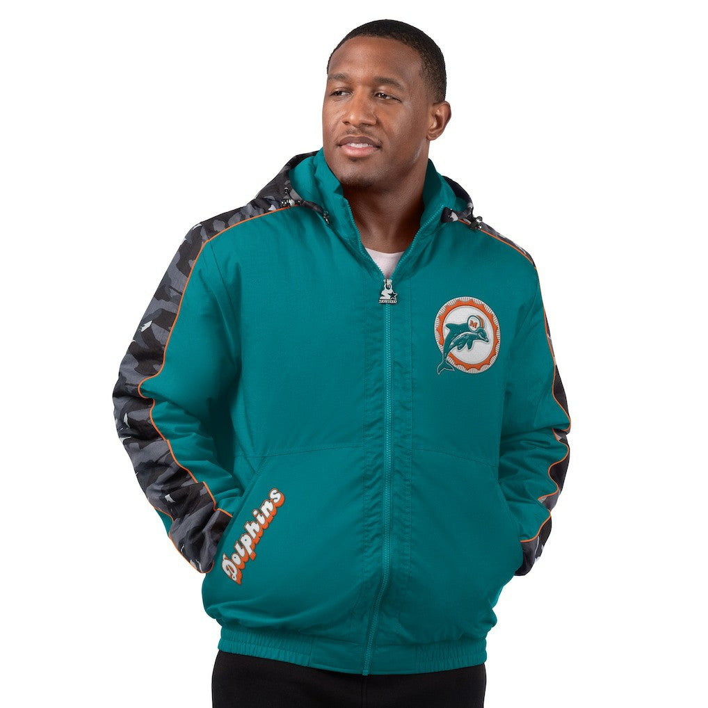 Miami Dolphins Starter Thursday Night Gridiron Full-Zip Hoodie Jacket - Aqua on sale