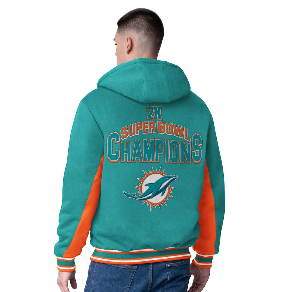 Miami Dolphins G-III Extreme No Huddle Commemorative Full-Zip Hoodie Jacket - Aqua sale
