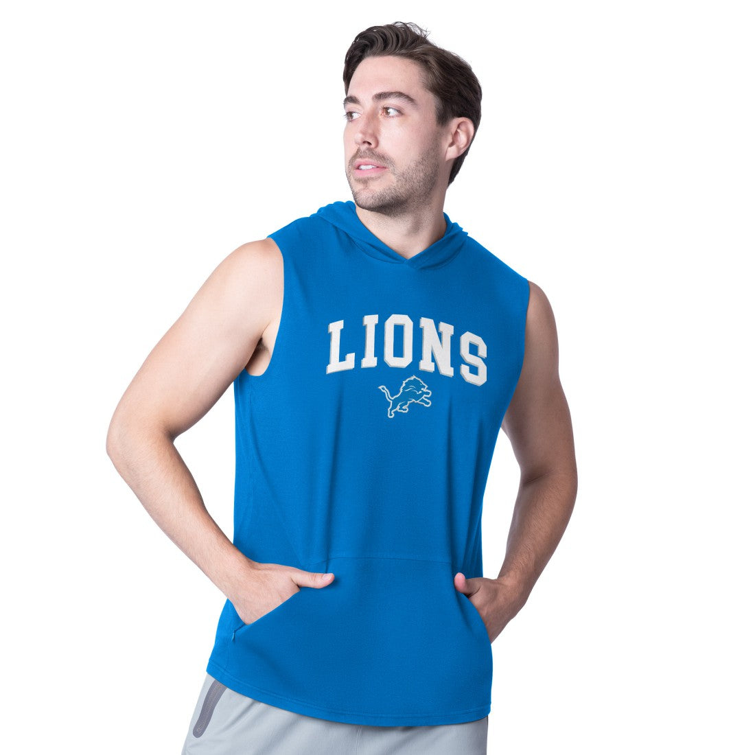 Detroit Lions MSX by Michael Strahan Action Sleeveless Pullover Hoodie - Royal online