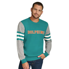 Miami Dolphins Tommy Hilfiger Acrylic Crewneck Pullover Sweater - Aqua/Heather Gray discount