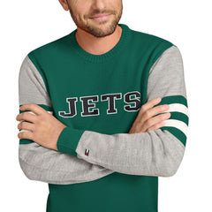 New York Jets Tommy Hilfiger Acrylic Crewneck Pullover Sweater - Green/Heather Gray sale