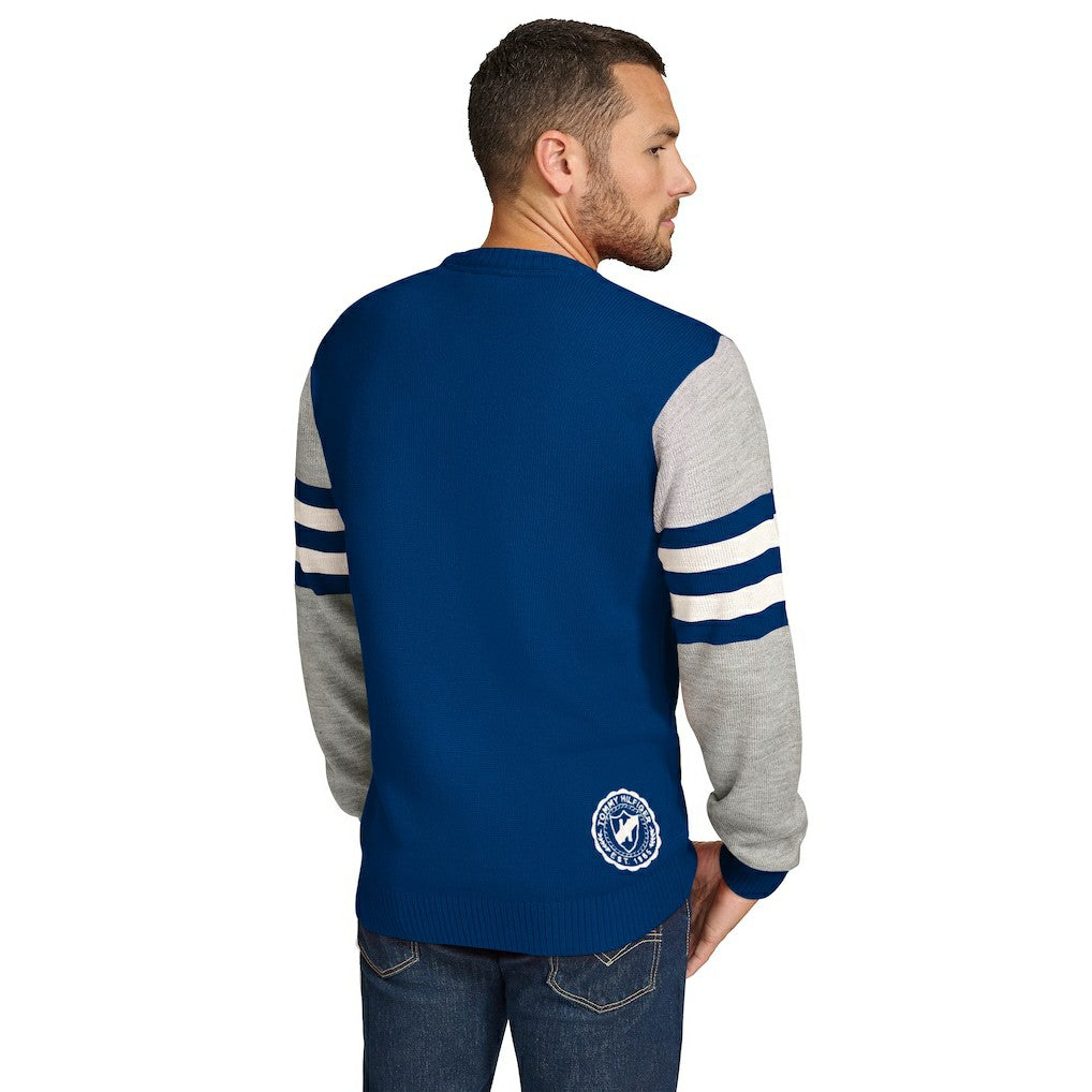 Indianapolis Colts Tommy Hilfiger Acrylic Crewneck Pullover Sweater - Royal/Heather Gray for sale
