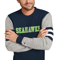 Seattle Seahawks Tommy Hilfiger Acrylic Crewneck Pullover Sweater - College Navy/Heather Gray cheap