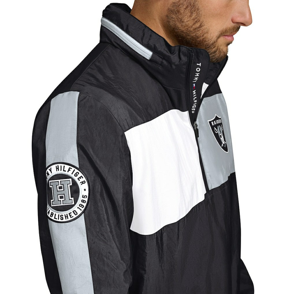Las Vegas Raiders Tommy Hilfiger Gael Lightweight Half-Zip Hoodie Jacket - Black cheap