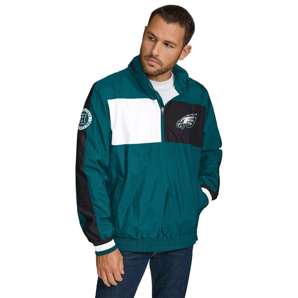 Philadelphia Eagles Tommy Hilfiger Gael Lightweight Half-Zip Hoodie Jacket - Green discount