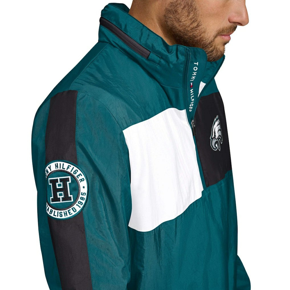 Philadelphia Eagles Tommy Hilfiger Gael Lightweight Half-Zip Hoodie Jacket - Green discount