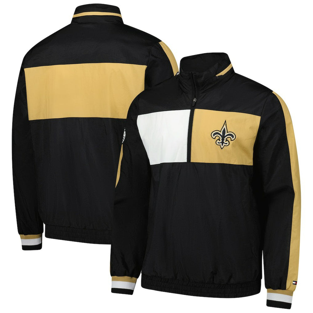 New Orleans Saints Tommy Hilfiger Gael Lightweight Half-Zip Hoodie Jacket - Black online