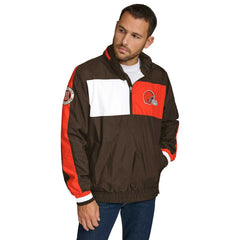 Cleveland Browns Tommy Hilfiger Gael Lightweight Half-Zip Pullover Hoodie Jacket - Brown online