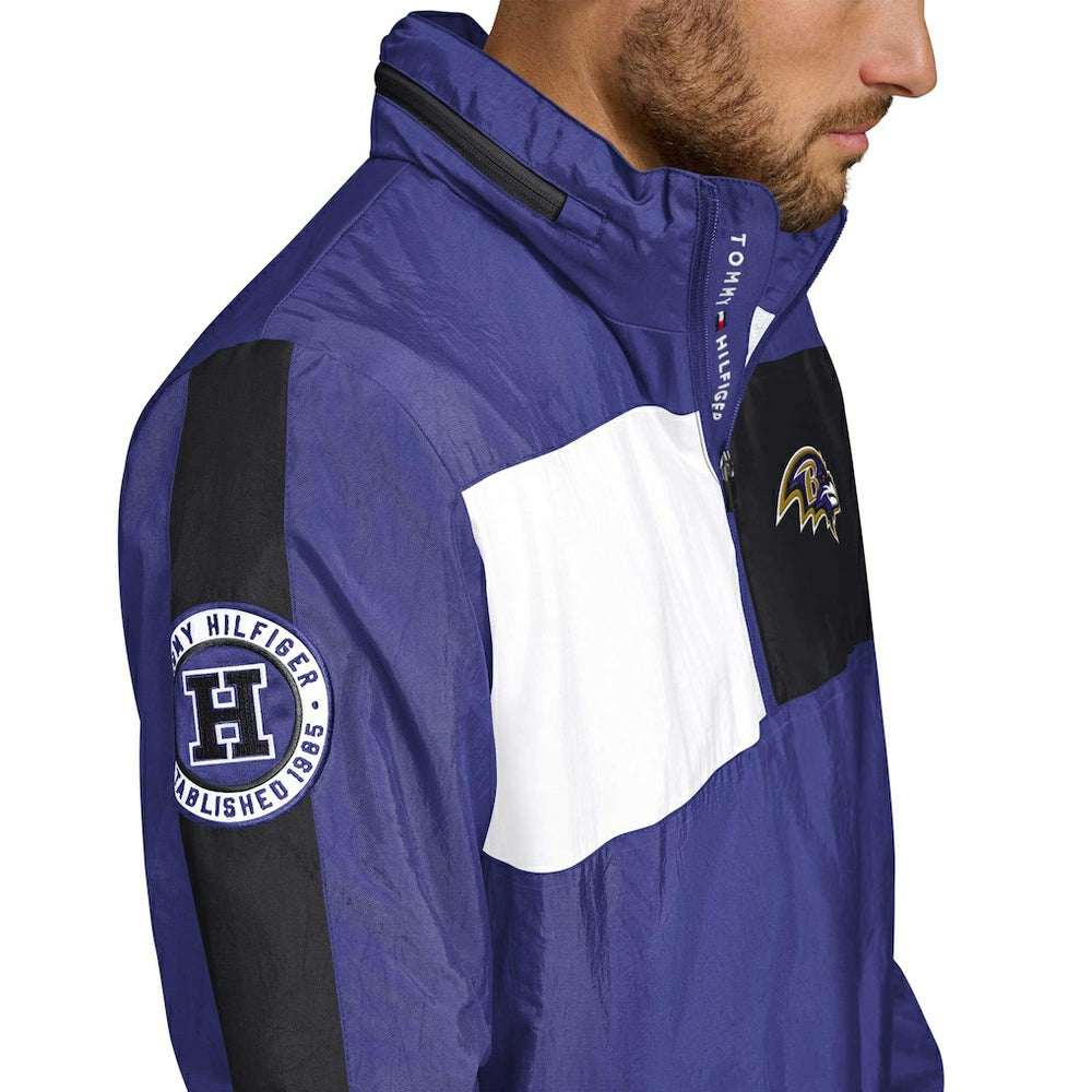 Baltimore Ravens Tommy Hilfiger Gael Lightweight Half-Zip Pullover Hoodie Jacket - Purple discount