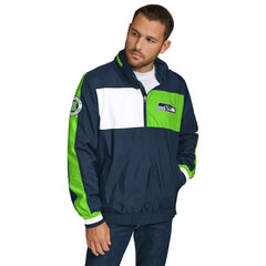 Seattle Seahawks Tommy Hilfiger Gael Lightweight Half-Zip Pullover Hoodie Jacket - College Navy on sale