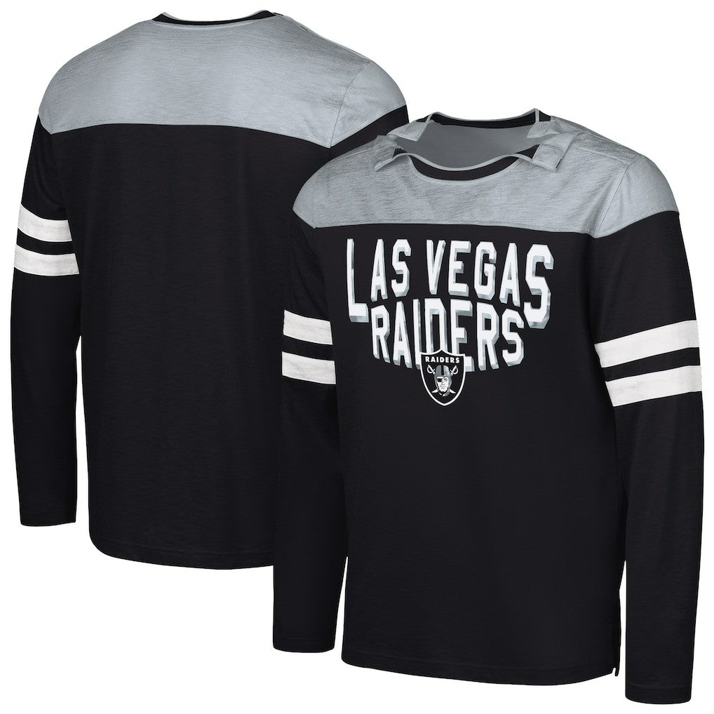 Las Vegas Raiders G-III Sports by Carl Banks Adaptive Hail Mary Long Sleeve T-Shirt - Black/Silver sale