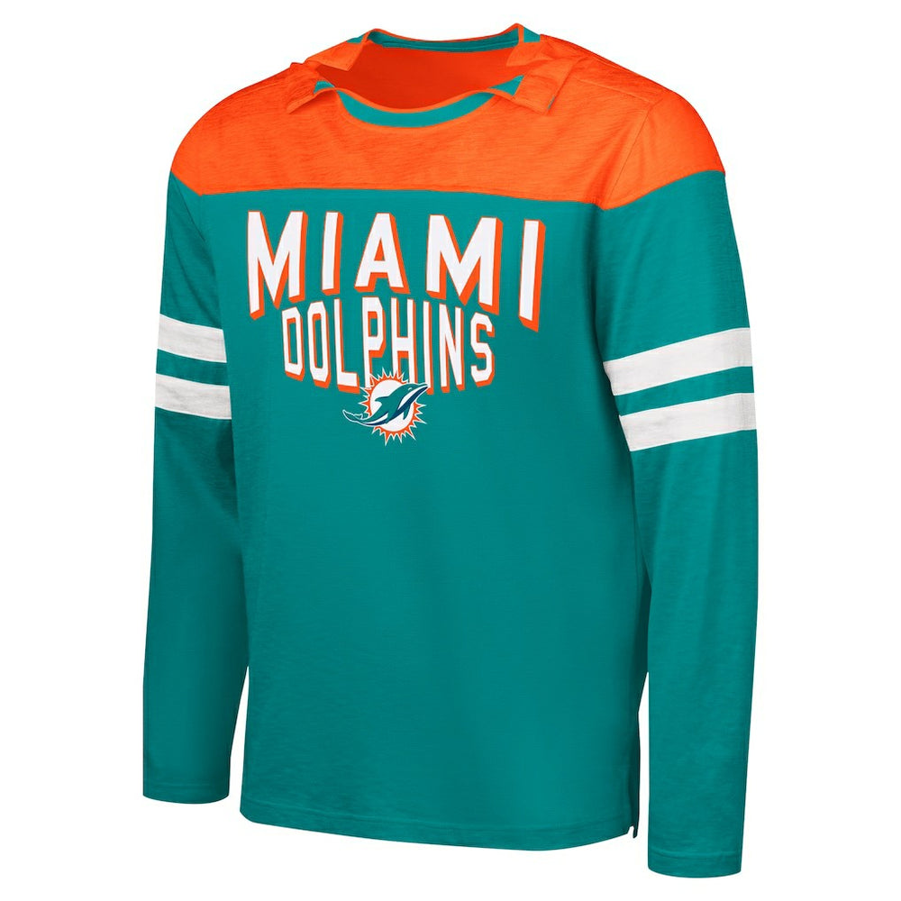 Miami Dolphins G-III Sports by Carl Banks Adaptive Hail Mary Long Sleeve T-Shirt - Aqua/Orange on sale