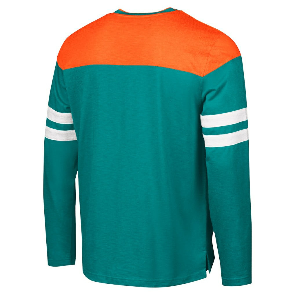 Miami Dolphins G-III Sports by Carl Banks Adaptive Hail Mary Long Sleeve T-Shirt - Aqua/Orange on sale