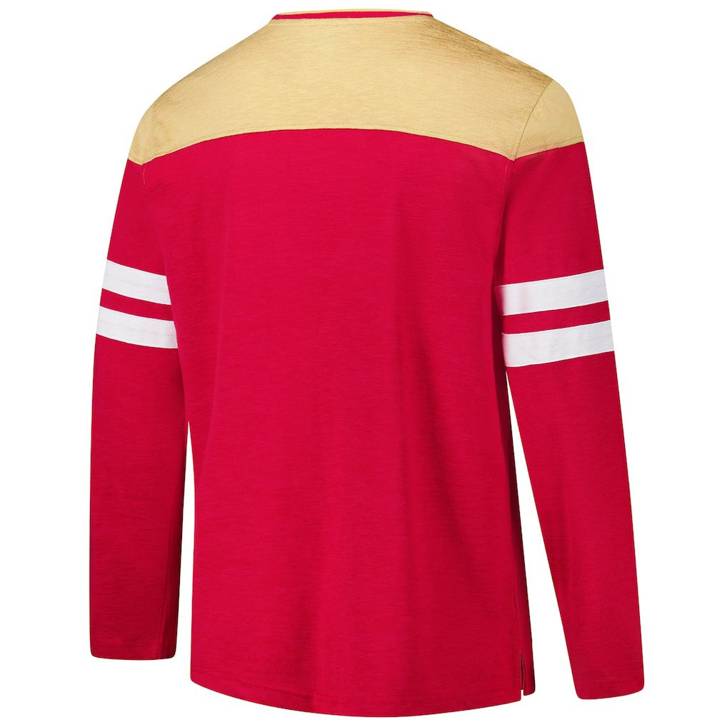 San Francisco 49ers G-III Sports by Carl Banks Adaptive Hail Mary Long Sleeve T-Shirt - Scarlet/Gold cheap