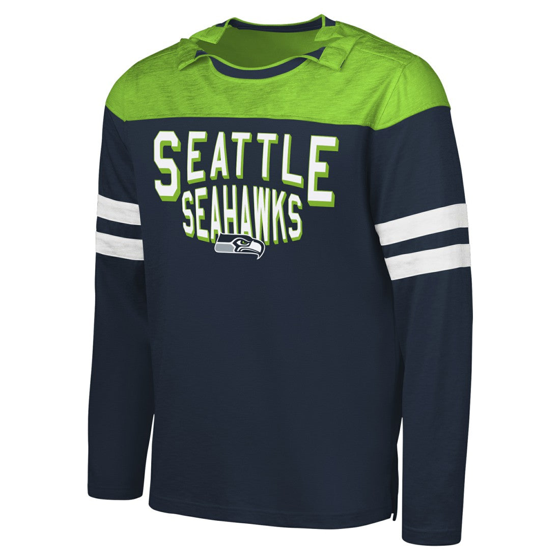 Seattle Seahawks G-III Sports by Carl Banks Adaptive Hail Mary Long Sleeve T-Shirt - College Navy/Neon Green cheap