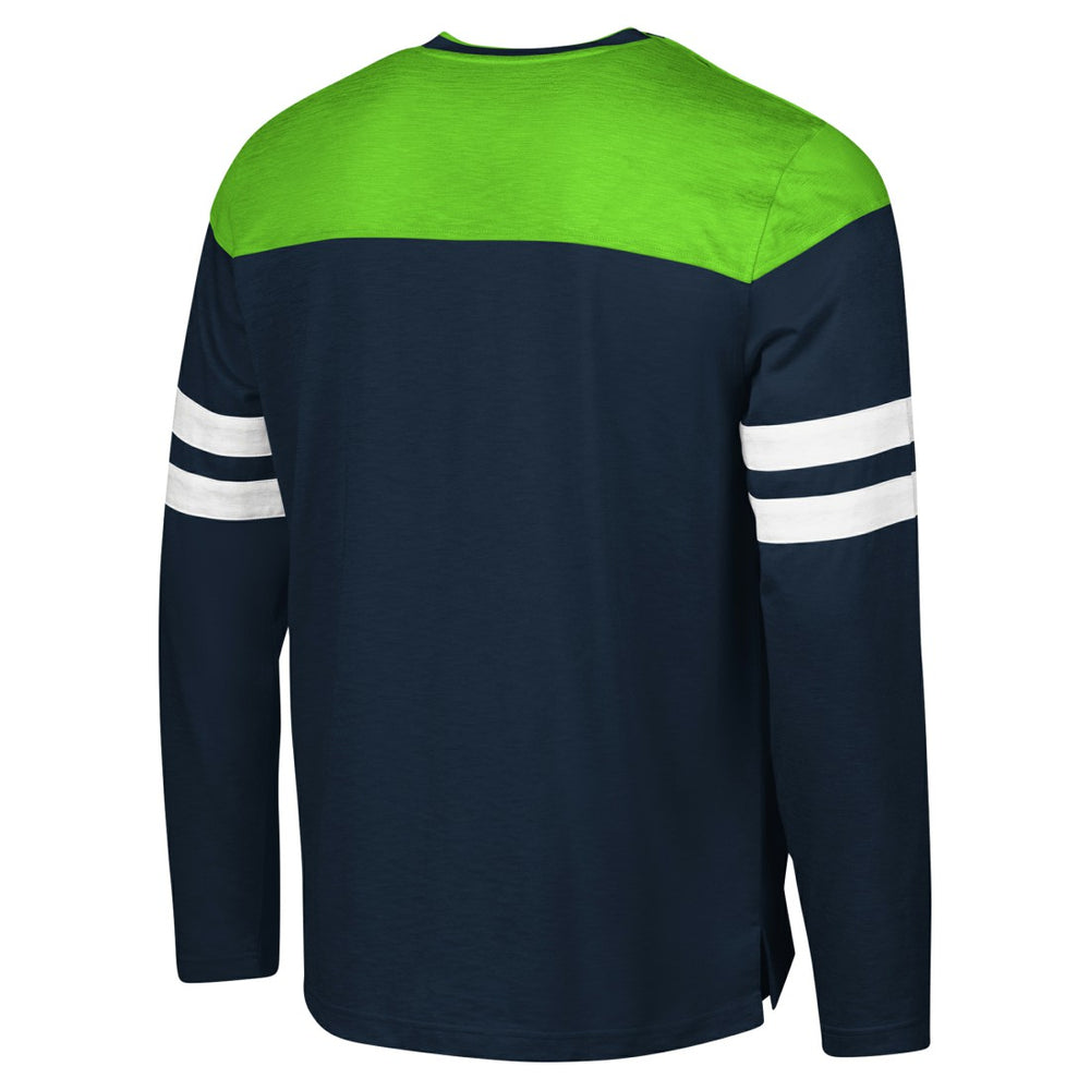 Seattle Seahawks G-III Sports by Carl Banks Adaptive Hail Mary Long Sleeve T-Shirt - College Navy/Neon Green cheap