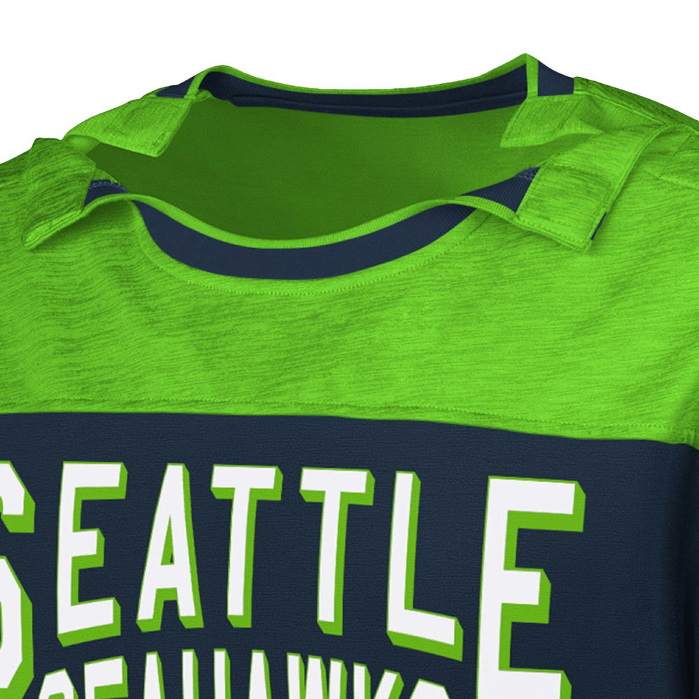 Seattle Seahawks G-III Sports by Carl Banks Adaptive Hail Mary Long Sleeve T-Shirt - College Navy/Neon Green cheap