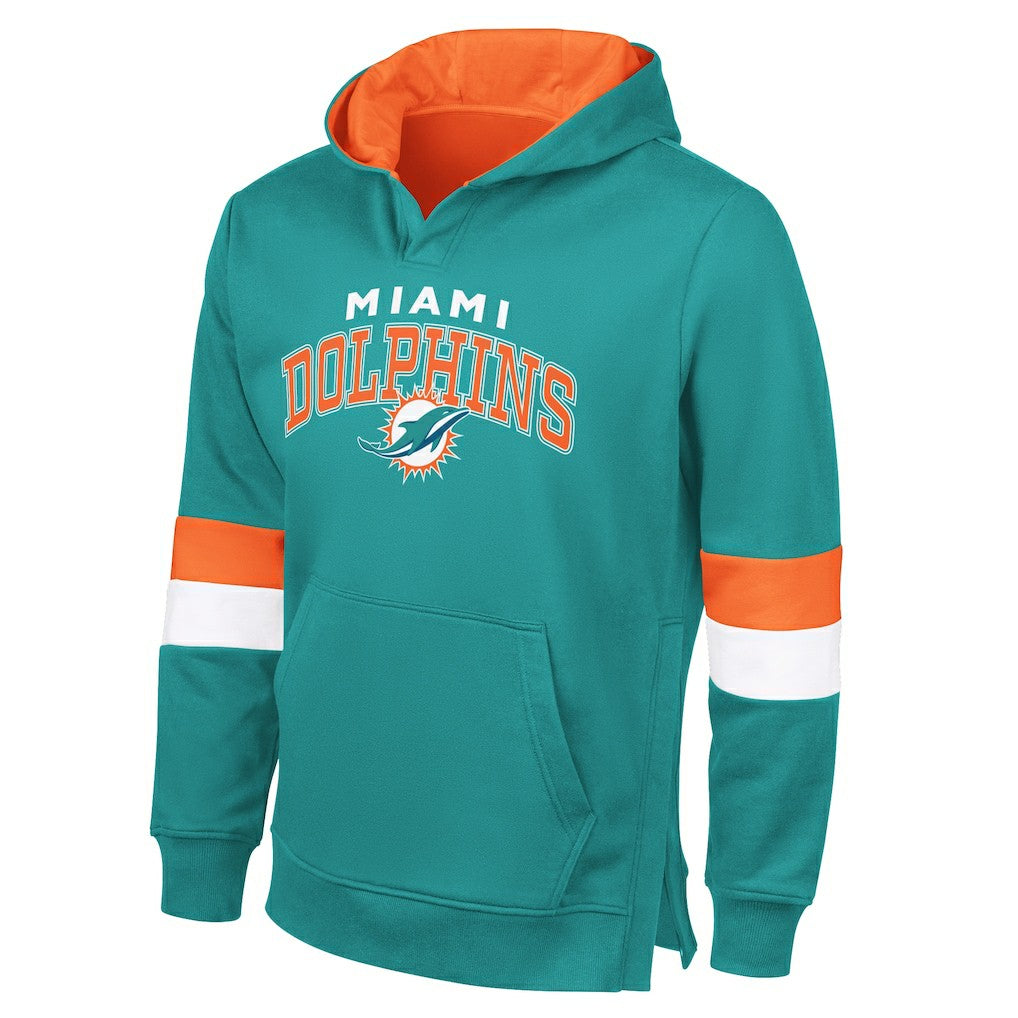 Miami Dolphins G-III Sports by Carl Banks Adaptive Faceoff Pullover Hoodie - Aqua/Orange discount