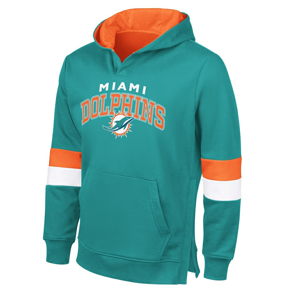 Miami Dolphins G-III Sports by Carl Banks Adaptive Faceoff Pullover Hoodie - Aqua/Orange discount