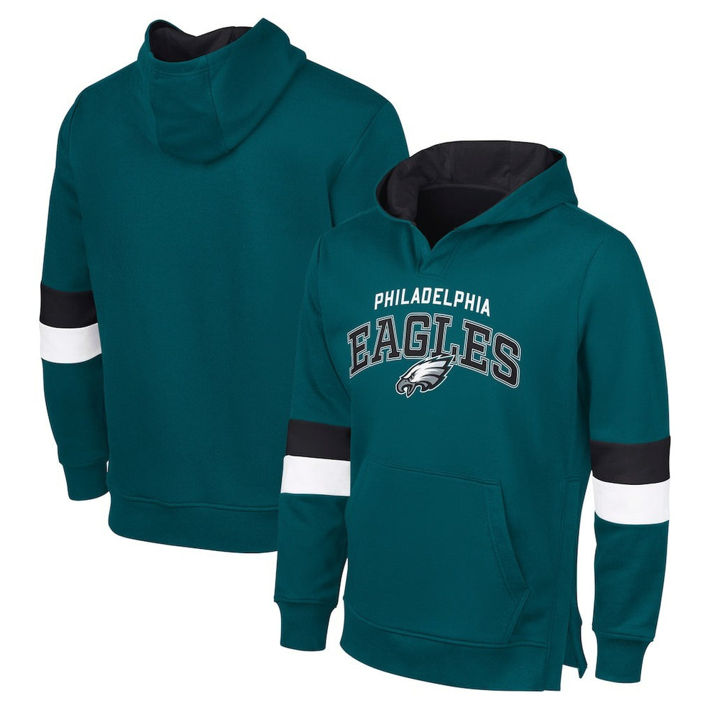 Philadelphia Eagles G-III Sports by Carl BanksMen's Adaptive Faceoff Pullover Hoodie - Midnight Green/Black discount