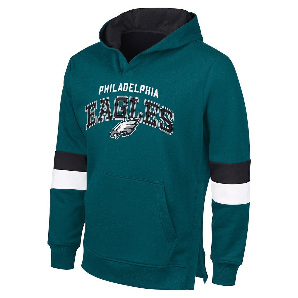 Philadelphia Eagles G-III Sports by Carl BanksMen's Adaptive Faceoff Pullover Hoodie - Midnight Green/Black discount